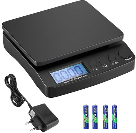 Anesty Digitale Paketwaage bis 30 kg, Briefwaage Plattformwaage Postwaage in 1g Schritten mit Zähl-, Tara- und Hold-Funktion für Geschäften/Küchen/Haus/Lager