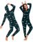 COLORFULLE Weihnachts-Einteiler für Paare, Fleece-Overall mit durchgehendem Reißverschluss, Pyjama, langärmelig, mit Taschen (Grünkarierte Weihnachten,Damen,M)