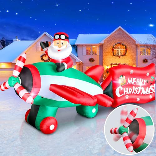 320 cm Aufblasbar Weihnachtsmann mit Gebläse, 10.5 Fuß Riesen Figur Inflatable Santa mit Kämpfer, LED Licht Weihnachtsdeko IP44 Wetterfest Beleuchtung Winterdeko für Yard Garten Innen Rasen Hof Außen