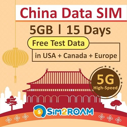 SIM-Karte nur für China-Daten|15Tage,Festlandchina und Macao|5GB5G/4G-Hochgeschwindigkeits-Internetdaten|uneingeschränkter Internetzugang, Unterstützung für Google,Facebook,WhatsApp,Instagram und mehr