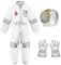Halloween -Kostüme für Kinder Halloween Kostüme weiße Polyester -Raumkostüm mit Handschuhen und Helm -Space Jumpsuit mit Elastizbändern und 6 -Flaggen -Aufkleber Halloween -Kostümen für Kinder, s, s,