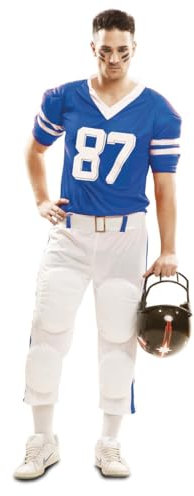 viving Rugby-Kostüm, Blau, T-Shirt, Gürtel und Hose, Größe XXL (1)