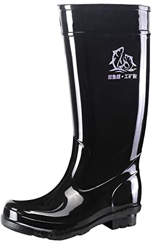 Generico Sicurezza In Cantiere Stivali Antipioggia Stivali Stivali da pioggia alti da uomo Stivali di gomma da lavoro per esterni in PVC nero antiscivolo Galosce Donna Pioggia Scarpe Donna (Black, 41)