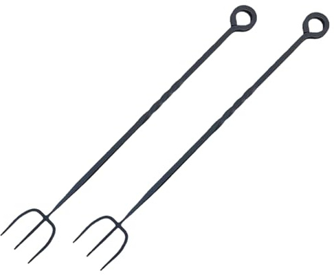 Unibos 2 Heavy Duty Long Fireside Toasting Fork | Made from Premium Quality Heavy Cast Iron with A Black Finish | For Log Burners | For Open Fires