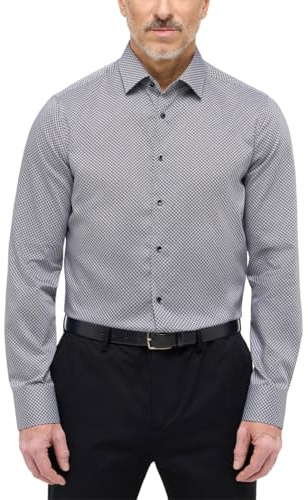 ETERNA Male bedrucktes Twill Hemd Slim FIT 43_H_1/1, 1/1, grau