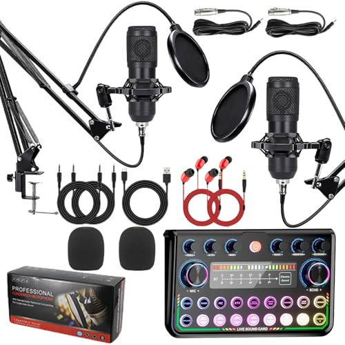 Paquete de equipo de podcast, micrófono de transmisión, kit de iniciación de podcast, condensador USB, kit mezclador de audio con tarjeta de sonido para transmisión, canto, podcasting, grabación,