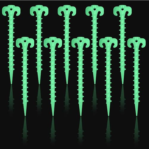 CTENG 10 Stück Zeltheringe Leuchtende Erdnägel 20cm Kunststoff Zeltnägel Tent Pegs Camping Heringe Zelt Schraubheringe für Camping, Outdoor, Garten, Strand, und Wandern