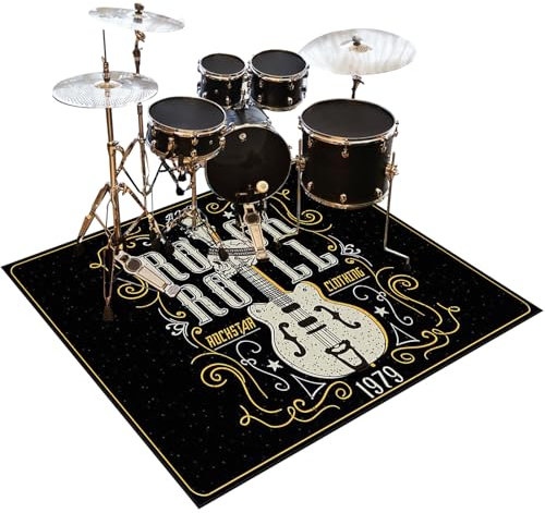 Tapis de Tambour Insonorisé, 140 x 100 cm Tapis pour Batterie Antidérapant Acoustique pour Kits de Batterie électronique Grosse Caisse Caisse Claire Et Autres Jeux de Bases Moquette Tapis Batterie