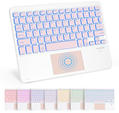 Nsyee Backlit Bluetooth Keyboard With Touchpad, Universal Compact Wireless Rechargeable Portable Keyboard for iPad/Samsung/Tablet/iOS/Android/Windows, UK Layout