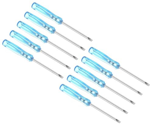 TOP-VIGOR 10pcs Mini Slotted Screwdriver 2mm Flat Head 65mm Length, Small Precision Screwdrivers with Non-Slip Handle for Electronics, Glasses, Watch, Computer and Small Appliance Repair