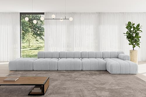 ALTDECOR Modulares Sofa Ecksofa in L-Form Corner modular Sofa Eckcouch Couch Wohnlandschaft Cauchsofa Polstersofa Lizur-L3-475x160x70 cm Grau