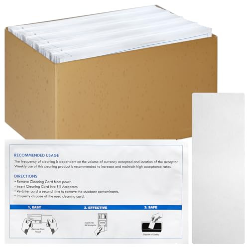 Heigble 15 Pcs 2.5 x 7.5 Presaturated Bill Validator Cleaning Cards Compatible with All Bill Validators, Readers and Currency Counters