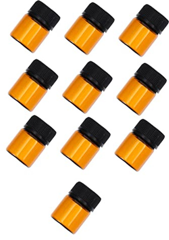 Homoyoyo 24pcs Glass Essential Oil Bottles Perforated Brown Plugs for Sub Packaging Bottles for Small Samples and Reagent
