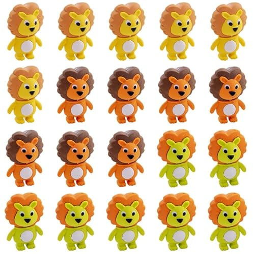 Warmhm 20 Stück Mini Radiergummis Löwe Cartoon Lion Eraser Für Schüler Zarte Kindergummis Aus Weichem Material Zum Löschen Von Bleistifttext Für Schule Und Kleine Geschenke