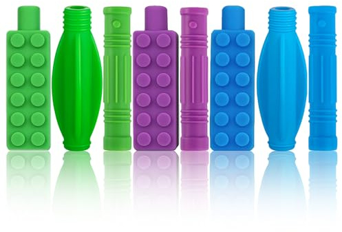 ANSUG 8 Stück Bleistift Kauschutz Stifte Silicone Kaukappen Stifte Pencil Topper Bleistiftkappe