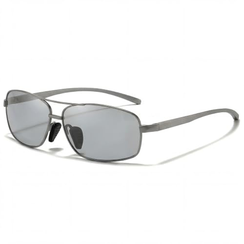 TJUTR Photochromic Sunglasses for Men, Polarised Light Reactive Tinted Lens with UV400 Protection