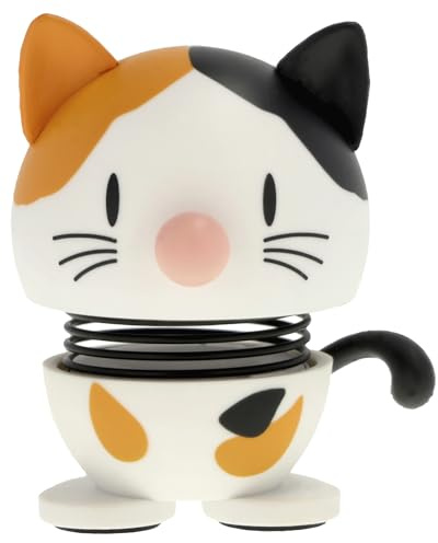 Hoptimist Calico Cat Figure – Wobbly Desk Pet – Fun Office Gadget – Collectible Gift for Men and Women – Danish Design – ABS Plastic – 5.3 x 4.2 cm – X-Small – White