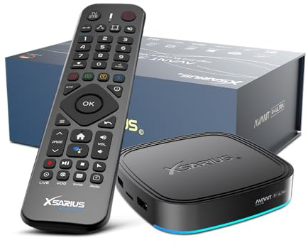Xsarius Avant 4+ Ultra Android 14 High-End 8K UHD AI Mediastreamer, Gigabit LAN, Bluetooth 5.2, KI-Upscaling, WLAN 6E, Widevine Level 1, 4GB DDR, 64GB eMMC, HDR10+ und HLG, PremiumTV+, MyTV Go+ App