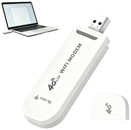 4g Dongle Portable Mobile Wifi with SIM Card Slot, 150Mbps High Speed Pocket Wifi Internet Hotspot Pocket Router Wireless USB Modem Pay As You Go for Travel Car Laptop (White)