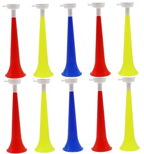 Ameble 10 Stück Laute Stadionhupen aus Kunststoff für Sportveranstaltungen, Vuvuzela Trompeten zum Anfeuern bei Fußballspielen, Partygeschenke, zufällige Farbe
