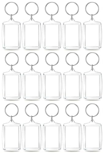 15 Porte Cles Photo Acrylique Transparent Rectangle 4x5.5cm Double Face | Personnalise vierge, recto verso, souvenir famille amis, objet creatif, cristal limpide premium qualite optimale