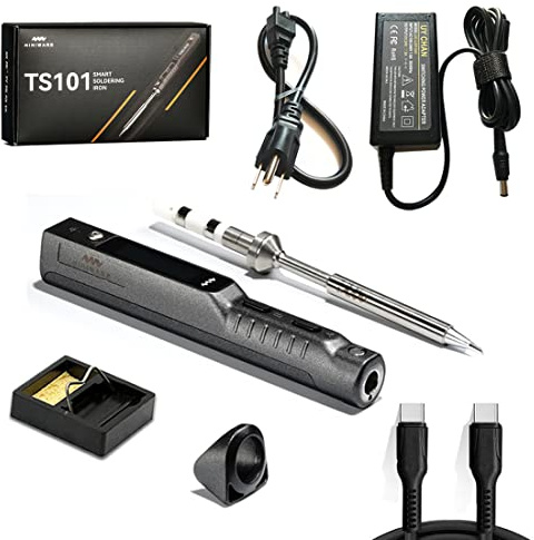 UY CHAN Original TS101 Soldering Pen Upgraded from TS100 DC 65W PD 45W Power Programmable Smart Mini Electric Portable Soldering Iron Station Kit with BC2 Solder Tip USB Type C Cable