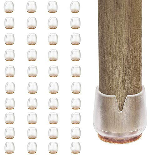 Gommini per Sedie -✮GARANZIA A VITA✮-Piedi Rotondi per Mobili, Sgabelli, Tavoli, Divani - Feltrini Antiscivolo per Gambe Sedie Fondo in Feltro|12-16 mm| (trasparente - 40 pezzi, Rotondo XS (12-16 mm))