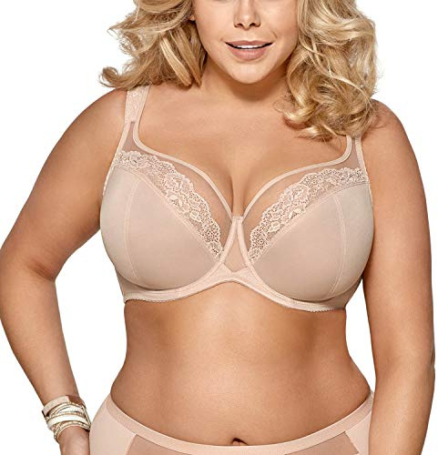 Gorsenia Dame Soft BH Bügeln Nicht Gepolstert Voll-Cup Große Brüste K441 Luisse, Beige,65H