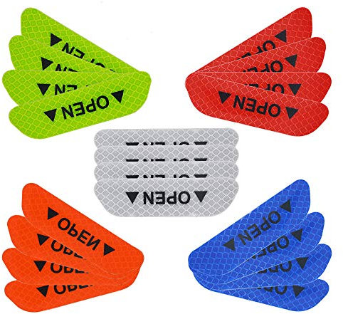 Senven Erweiterte Öffnen Sie die Tür Autotür Antikollisionswarnung Reflektierende Aufkleber, Universal Auto Aufkleber Wasserdichte Warnung Sicherheit Warnung Aufkleber Mit Zeichen(20 Pcs-5 Sets)