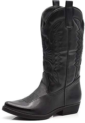 IF Fashion Cowboy Western Scarpe da Donna Stivali Stivaletti Punta Quadrata Camperos Texani Etnici C19004-4 nero N.36