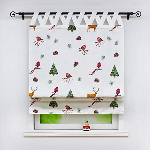Joyswahl Mikrofaser Raffrollo Blickdichte Gardine mit Bunte Druck Raffgardine Schals mit Schlaufen Fenster Vorhänge BxH 60x140cm V-Hirsch 1er Pack