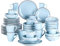 vancasso Navia Oceano Dinner Set, Stoneware Vintage Look Light Blue Dinnerware Tableware, 48 Pieces Dinner Service Set for 12, Include Dinner Plate, Dessert Plate, Cereal Bowl and Mug
