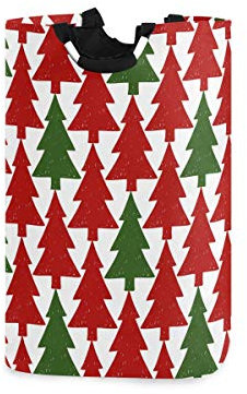 BIGJOKE Wäschekorb mit Weihnachtsbaum-Muster, faltbar, Stoff, Wäschekorb, Schmutzsack, Aufbewahrungskörbe, rechteckig, faltbar, für Badezimmer, Schlafzimmer, Waschraum, 50 l
