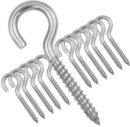 12er-Pack Schraubösen aus Edelstahl 304, robuster Schraubösen-Hakenring für Hängemattenständer, Yoga und brasilianische Hängematten, Schaukelstuhl, drinnen und draußen, selbstschneidende Schrau