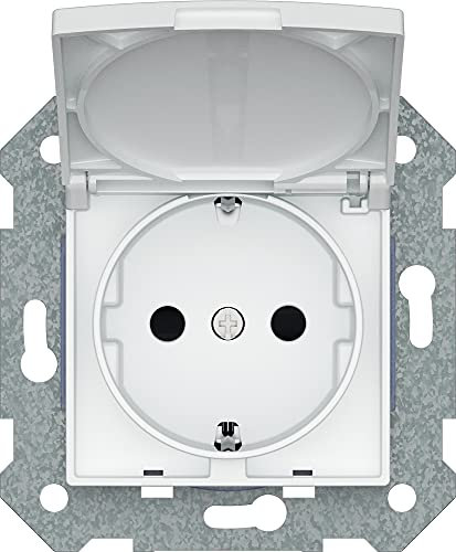 BJC Viva - Enchufe con emborne sin tornillo con protección de seguridad con tapa abatible con garras, Blanco ,23526-2X