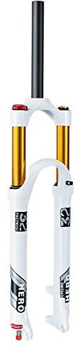 BESTSL Forcella Anteriore MTB da 26/27,5/29 Pollici con Regolazione dello Smorzamento Alluminio Leggero Forcella Aria Lega 9MM Rilascio Rapido Freno a Disco Corsa 120MM,26-StraightHand
