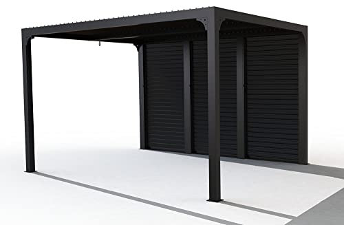 Habrita Foresta Pergola bioclimatique + ventelles alu Mobiles côté 3,60 m - 10,80 m2 - Alu