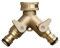 2 Way Brass Connector -Brass Outdoor Tap Connector for Dual Hose Connectors, Garden Hose Splitter Hose Connector Dual Water Taps Connector and Nozzle Spray Guns, with Individual On/Off Valves, Yellow