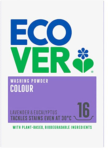 Ecover Waschpulver Bunte Textilien ab 30 Grad mit Duft Lavendel und Eukalyptus, 1200 g, Öko Produkt