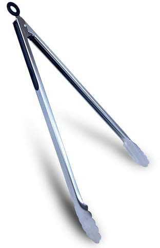 Gardenko Extra Lange Edelstahl Grillzange, Grillbesteck für Gasgrill, Praktische Zange Küche, Küchenzange mit Silikongriffen, 45 cm Lang