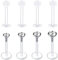 Rajnard 16G 10mm Tragus Helix Piercing Ohrringe Ohrstecker Clear Lippenpiercing Labret Stud Flexible Acryl Piercing Retainers Unsichtbar für Schule Arbeit