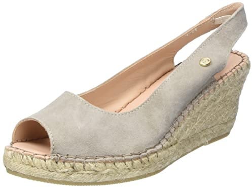 Fred de la Bretoniere Damen FRS0176 Slingback Luxury Suede Espadrille Wedge Sandal, Taupe, 41 EU