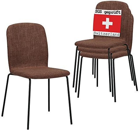 ALBATROS Esszimmerstühle 4er Set ENNA, braun - stapelbar, bequemer Polsterstuhl - Eleganter Küchenstuhl, Stuhl Esszimmer oder Esstisch Stuhl, Konferenzstuhl