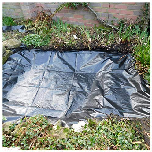 Teichfolie Teichfolie Hochwertige HDPE Plane für Teich 2x3m Schwarz Teich Folie Gartenteichfolie Gartenteich Teichabdeckung für Fischteich Bachbrunnen und Wassergar(Size:10x10M(32.8x32.8ft),Color:40S)