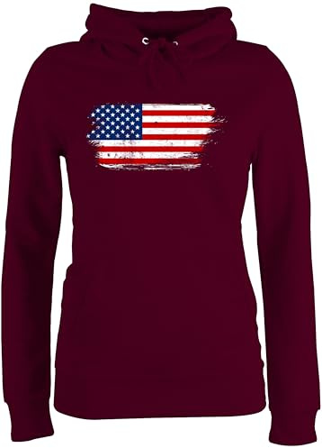 Shirtracer - Pullover Damen Hoodie Frauen - Länder Fahnen und Flaggen - USA Vintage