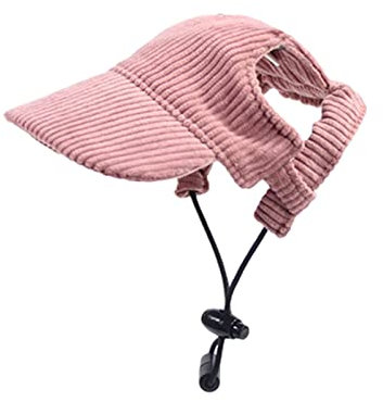 perfk Hunde-Baseballmütze, Hunde-Trucker-Mütze, Verstellbarer Sonnenschutz, Cord, atmungsaktiv, Hunde-Sonnenhut, Haustier-Mütze, rosa S