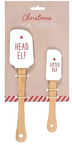 Something Different Wholesale Head Elf Little Elf Silicone Spatula Set - Christmas Spatula Set with Bamboo Handle for Festive Baking