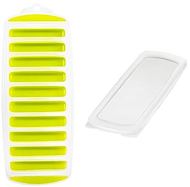 Bandeja para Cubitos de Hielo parte Inferior de Silicona Cubitos de Hielo Reutilizables de Fácil Liberación con Tapa Extraíble Antiderrames para Bebidas Deportivas y Botellas de Agua (Amarillo)