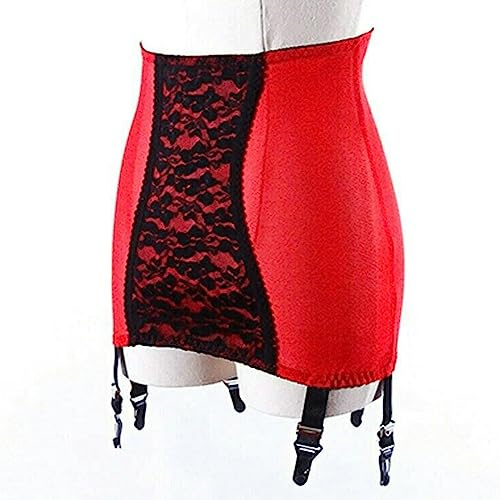 VOIV Reggicalze da Donna a Vita Alta in Pizzo con minigonne Trasparenti 6 Cinturini Clip Bretelle Cintura Vita Nera Shaper