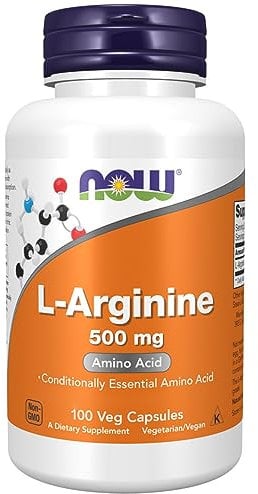 Now Foods, L-Arginine, 500mg, 100 Capsules végétaliennes, Acide Aminé, Végétarien, Sans Gluten, Sans Soja, Sans OGM
